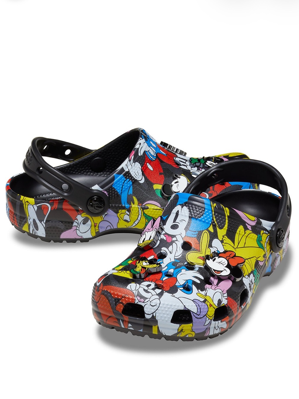NEW Disney Women’s Black Multi-Color Mickey & Friends Slip-On Clogs